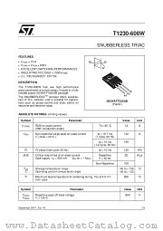 T1230-600W datasheet pdf ST Microelectronics
