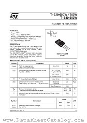 T1620-600W datasheet pdf ST Microelectronics