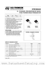 STB10NA40 datasheet pdf ST Microelectronics