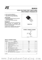 BUH515 datasheet pdf ST Microelectronics