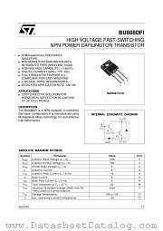 BU808DFI datasheet pdf ST Microelectronics