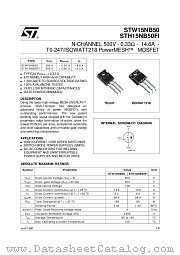 STW15NB50 datasheet pdf ST Microelectronics