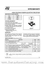 STPS160H100TV datasheet pdf ST Microelectronics