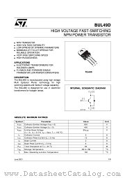 BUL49D datasheet pdf ST Microelectronics