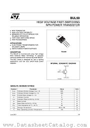 BUL59 datasheet pdf ST Microelectronics