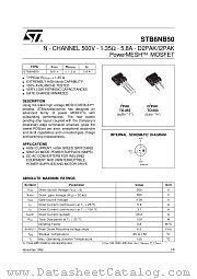 STB6NB50 datasheet pdf ST Microelectronics