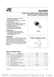 BUL903ED datasheet pdf ST Microelectronics