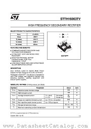 STTH16003TV datasheet pdf ST Microelectronics