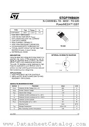 STGP7NB60H datasheet pdf ST Microelectronics