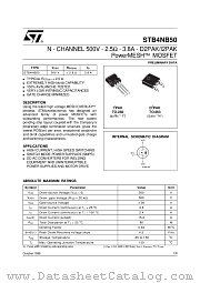 STB4NB50 datasheet pdf ST Microelectronics
