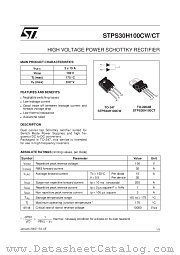 STPS30H100CW datasheet pdf ST Microelectronics