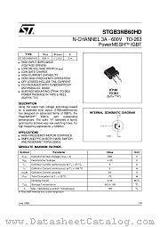 STGB3NB60HD datasheet pdf ST Microelectronics