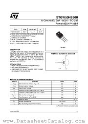 STGW50NB60H datasheet pdf ST Microelectronics
