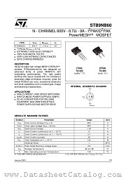 STB9NB60 datasheet pdf ST Microelectronics