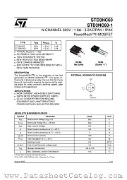 STD3NC60 datasheet pdf ST Microelectronics