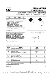 STGB20NB32LZ-1 datasheet pdf ST Microelectronics