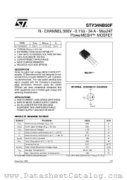 STY34NB50F datasheet pdf ST Microelectronics