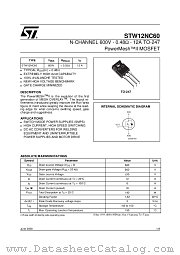 STW12NC60 datasheet pdf ST Microelectronics