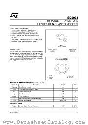 SD2933 datasheet pdf ST Microelectronics