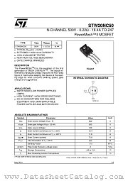 STW20NC50 datasheet pdf ST Microelectronics