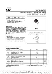STB16NS25 datasheet pdf ST Microelectronics