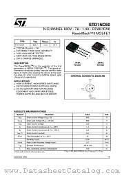 STD1NC60 datasheet pdf ST Microelectronics