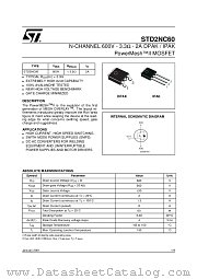 STD2NC60-1 datasheet pdf ST Microelectronics