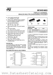 M74HC4053RM13TR datasheet pdf ST Microelectronics