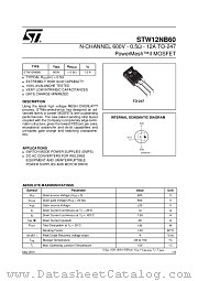 STW12NB60 datasheet pdf ST Microelectronics