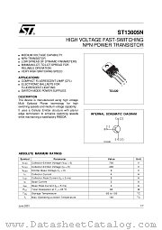 ST13005N datasheet pdf ST Microelectronics