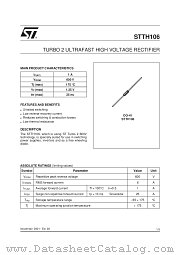 STTH106 datasheet pdf ST Microelectronics