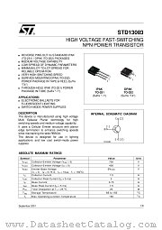 STD13003 datasheet pdf ST Microelectronics