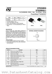 STD2NB50-1 datasheet pdf ST Microelectronics