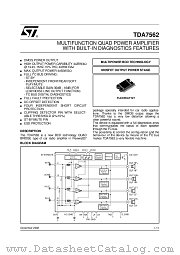 TDA7562 datasheet pdf ST Microelectronics