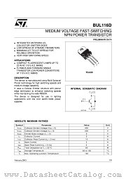 BUL116D datasheet pdf ST Microelectronics