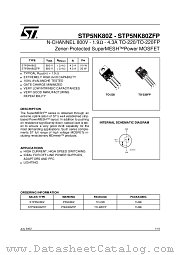 STP5NK80Z datasheet pdf ST Microelectronics