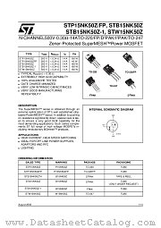 STB15NK50Z-1 datasheet pdf ST Microelectronics