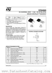 STD4N20 datasheet pdf ST Microelectronics