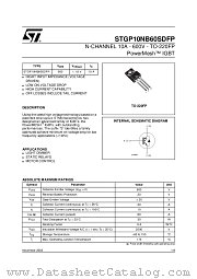 STGP10NB60SDFP datasheet pdf ST Microelectronics