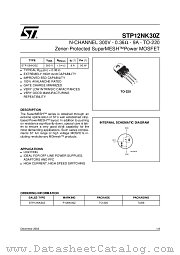 STP12NK30Z datasheet pdf ST Microelectronics