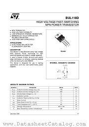 BUL118D datasheet pdf ST Microelectronics