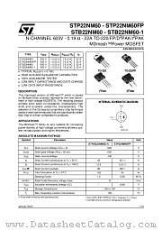 STB22NM60-1 datasheet pdf ST Microelectronics
