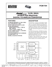 PCM1704 datasheet pdf Texas Instruments