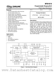 MT91610 datasheet pdf Zarlink Semiconductor