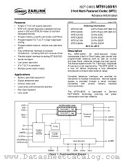 MT91L60 datasheet pdf Zarlink Semiconductor