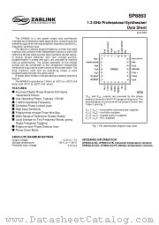 SP8853A datasheet pdf Zarlink Semiconductor
