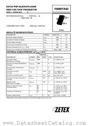 FMMTA92 datasheet pdf Zetex Semiconductors