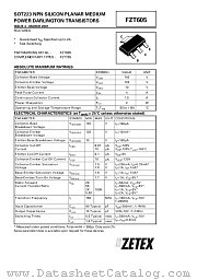 FZT605 datasheet pdf Zetex Semiconductors