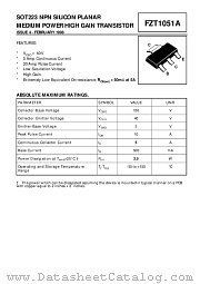 FZT1051A datasheet pdf Zetex Semiconductors