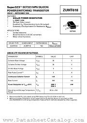 ZUMT618 datasheet pdf Zetex Semiconductors